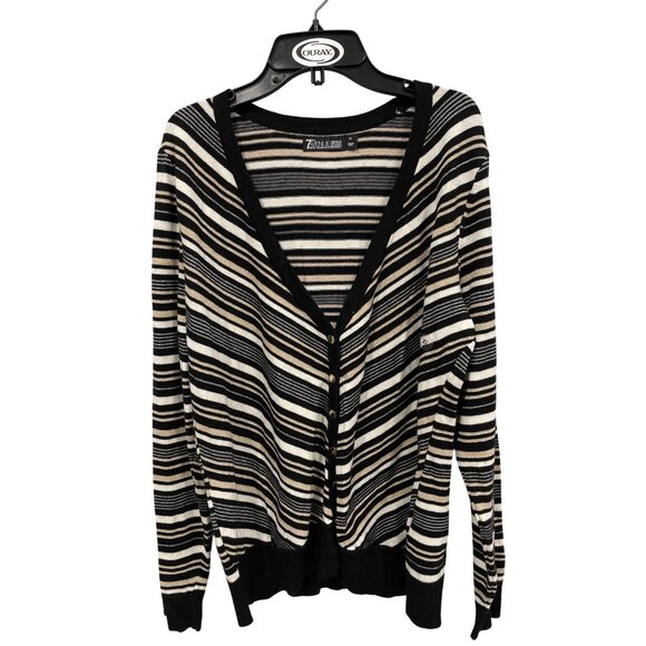 7th Avenue Design Studio New York & Company Striped Cardigan Sweater XL Metallic - Picture 1 of 7